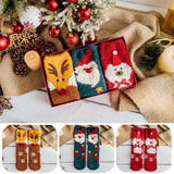 3pairs/Pack Christmas Coral Fleece Fuzzy Socks, Mid Crew Warm Coral Fleece Socks For Winter
