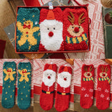 3pairs/Pack Christmas Coral Fleece Fuzzy Socks, Mid Crew Warm Coral Fleece Socks For Winter