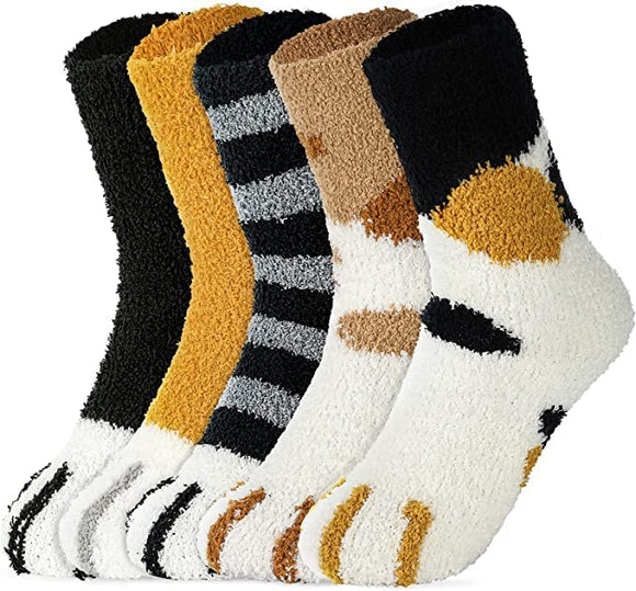 5 Pairs Fuzzy Socks- Cute Fuzzy Socks Fluffy Socks Soft Cat Socks Animal Socks Cozy Socks Winter Slipper Socks