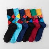 New Arrival British Style Full Colour Fashion Lattice Pattern Series Socks