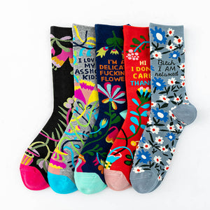 New Arrival Chic Personalized Flowers Printed Slogan Series Socks