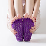 HJ Non-Slip Cotton Grain Open Toe Backless Lace Up Yoga Socks