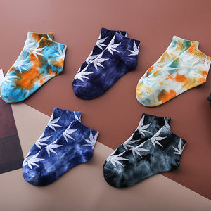 JSD Tie-Dye Maple leaf #1 Unisex Short Socks