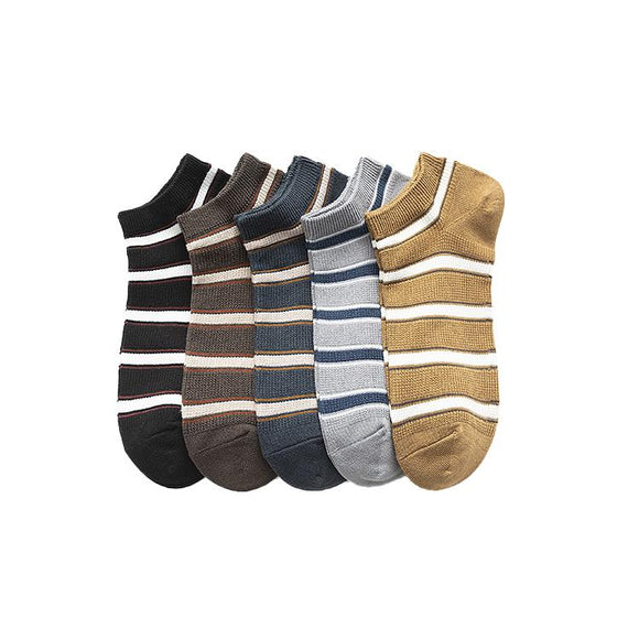 Men's Solid Color Striped Low Socks